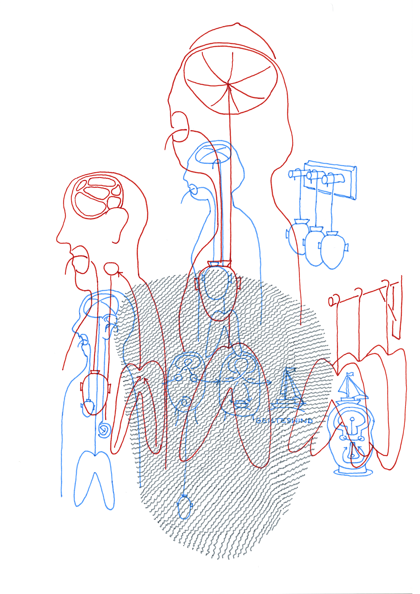 Hannes Kater: Zeichnung aus dem Jahr 1997, Filzstift auf A4 Papier