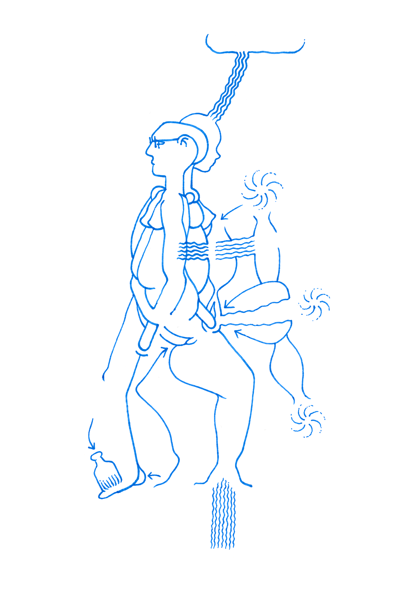 Hannes Kater: Tageszeichnung aus dem Jahr 2000, Filzstift auf A4 Papier