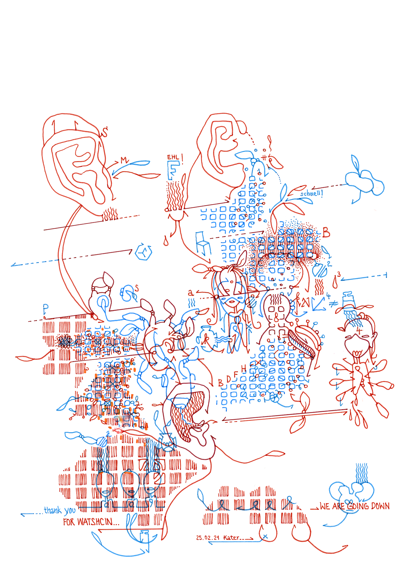 Hannes Kater: Tageszeichnung (Zeichnung/drawing) vom 25.02.2021 (1414 x 2000 Pixel)