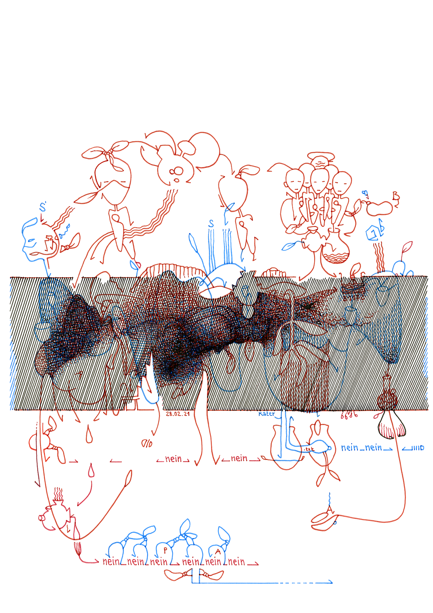 Hannes Kater: Tageszeichnung (Zeichnung/drawing) vom 28.02.2021 (1414 x 2000 Pixel)